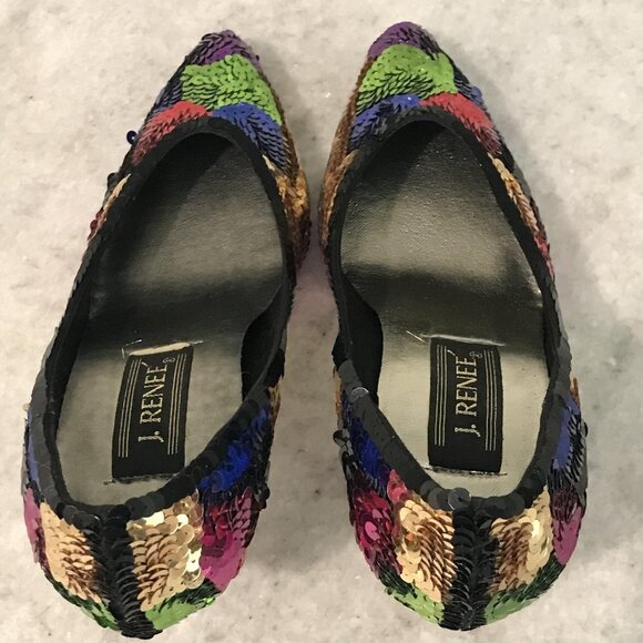 J. Renee Shoes Womens Size 7 M Multicolor Sequin Pointed Toe Pumps Kitten Heels - Picture 5 of 8
